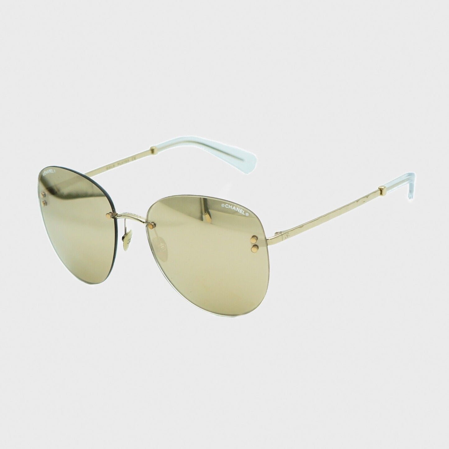 CHANEL 71307 Gold AVIATOR Sunglasses Mirrored Lenses