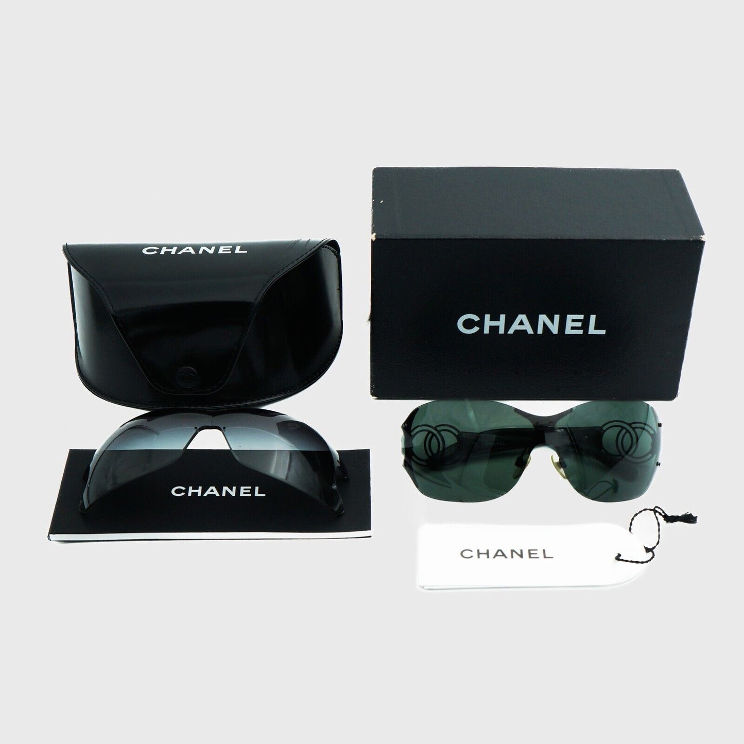 CHANEL 4147 CC Shield Black Mask Sunglasses Vintage 00s
