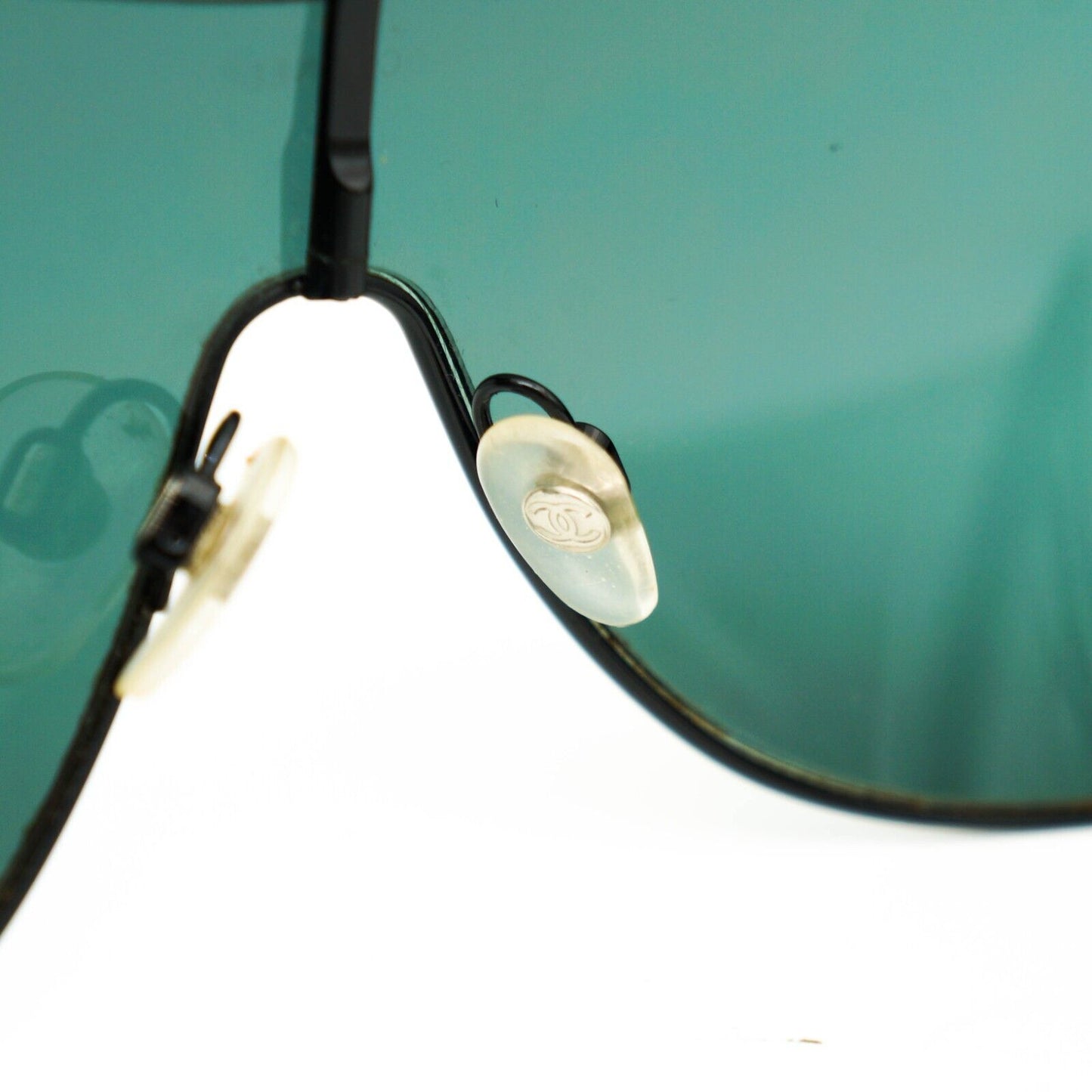 CHANEL 4136 Black Metal Frame Wrap Aviators Sunglasses Vintage 00s