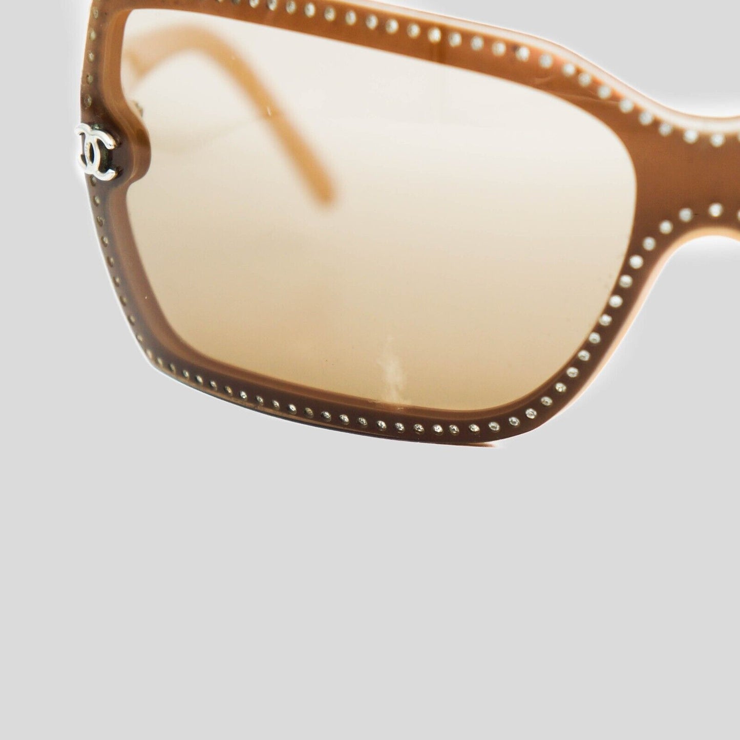 CHANEL 5065 Shield Brown Diamond Sunglasses Vintage 00s