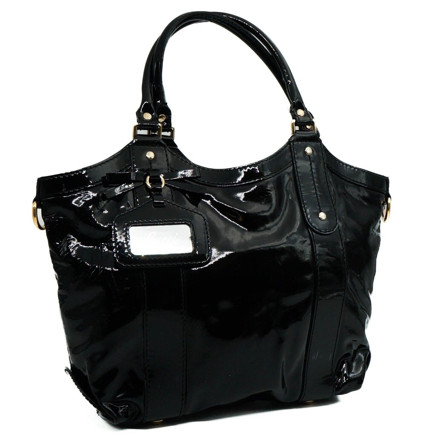 GUCCI Handbag Tote Bag 203521 Black Patent Leather
