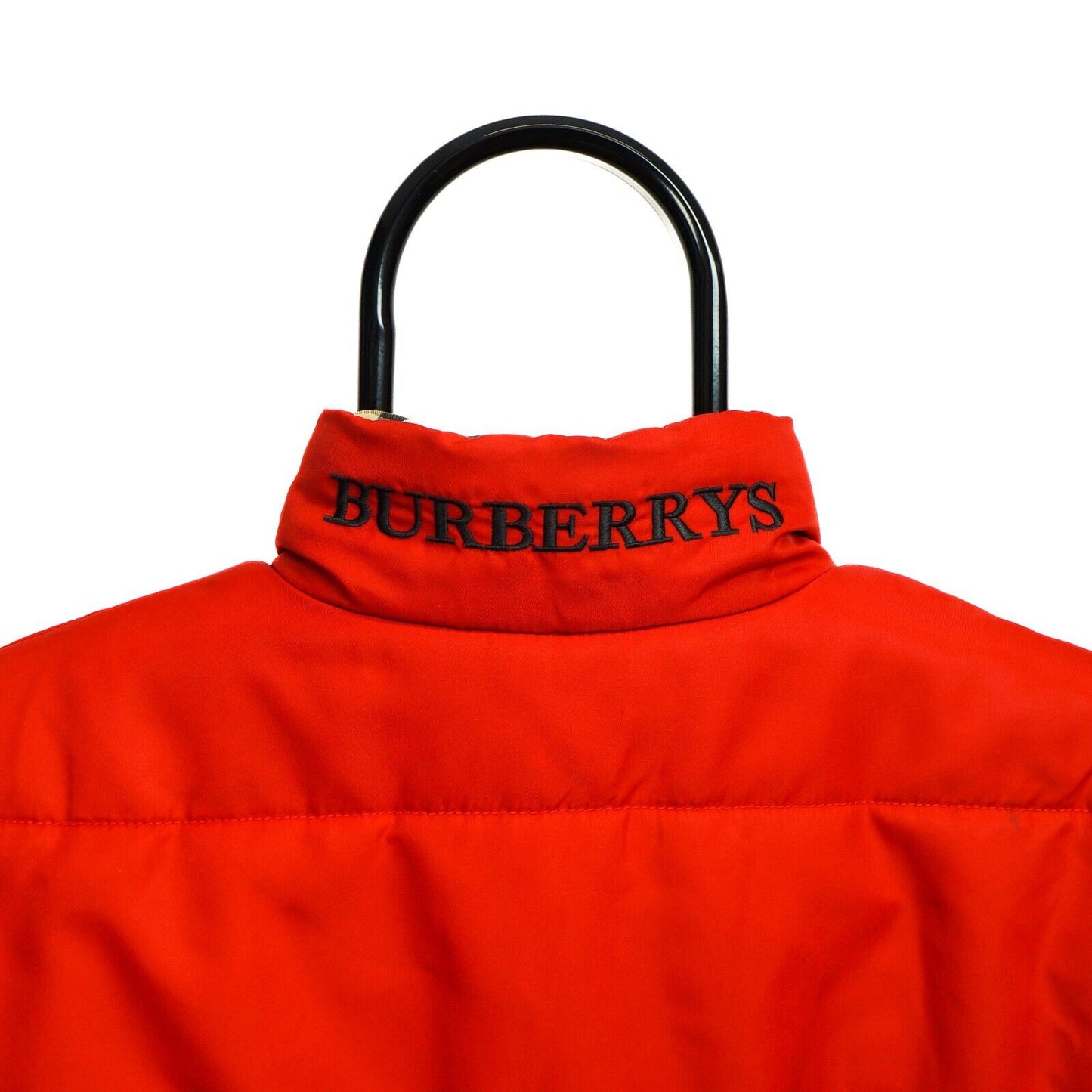 BURBERRY Check Puffer Vest Reversible Red Yellow Vintage 90s