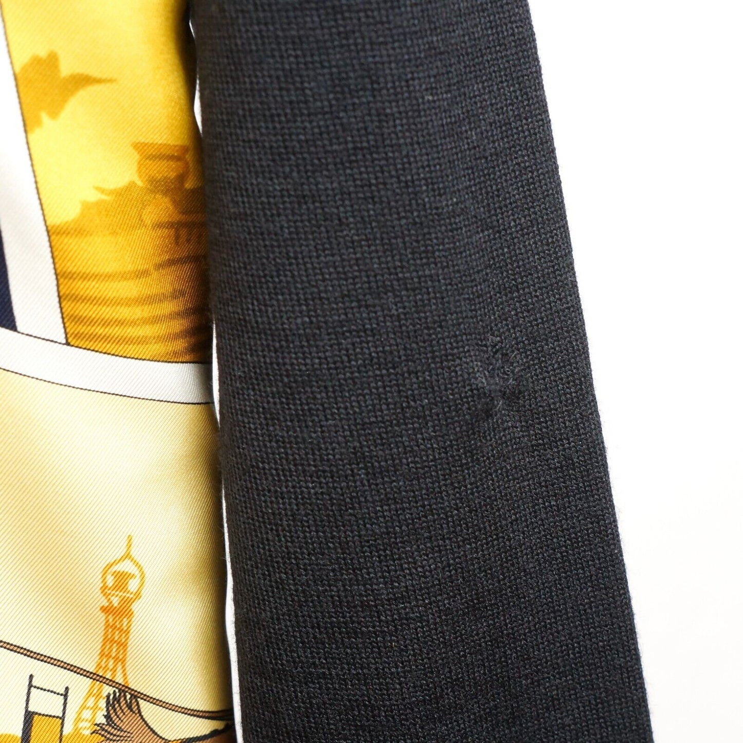 HERMES Cardigan Sweater Knitwear Silk Wool Yellow Black Women